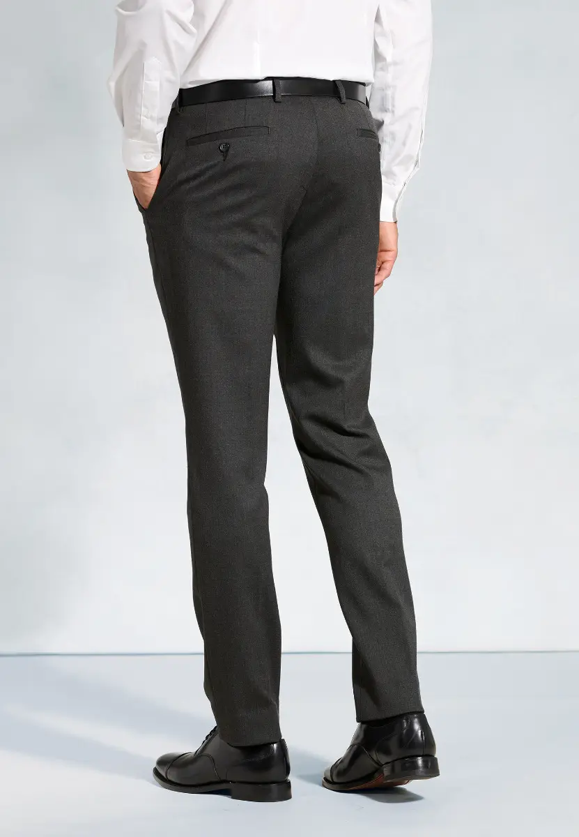Regular Fit Olney Charcoal Flannel Trousers - Image 2