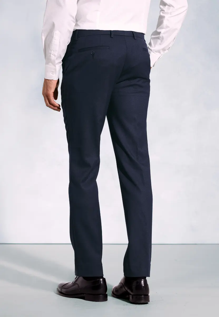 Regular Fit Olney Navy Flannel Trouser - Image 2