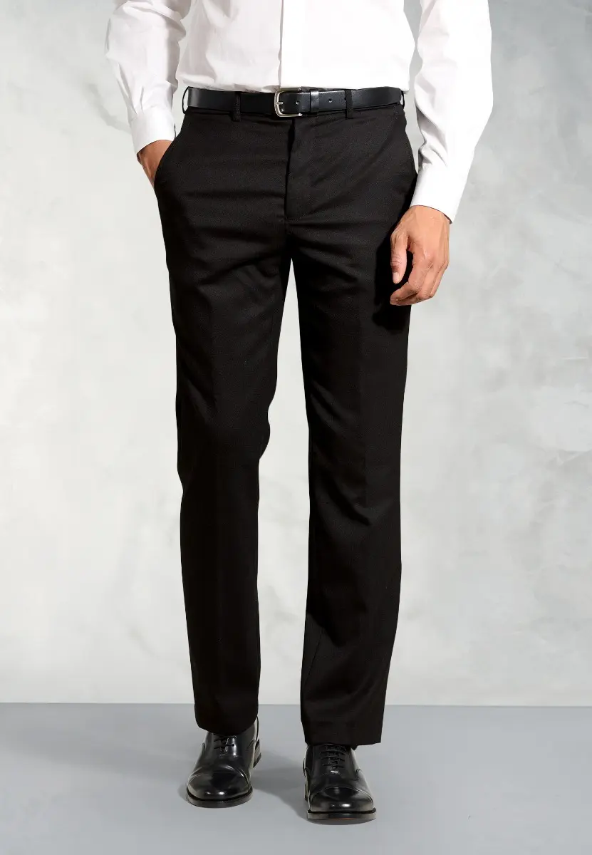 Regular Fit Olney Black Flannel Trouser