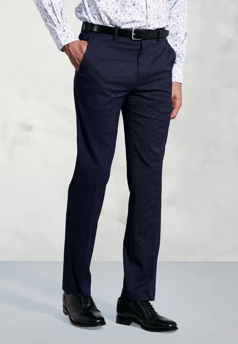 Tailored Fit Pegasus Navy Pin Dot Washable Suit Trousers