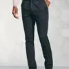 Tailored Fit Penn Navy Single Pleat Tapered-Leg Linen Cotton Trousers