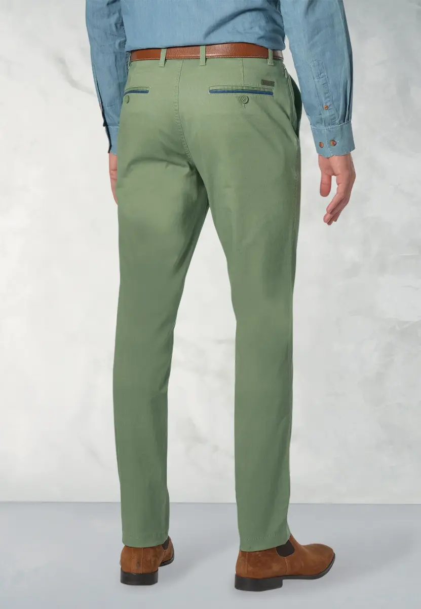 Regular Fit Perry Sage Fine Twill Stretch Cotton Trousers - Image 2