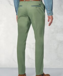 Alternative view of Tailored Fit Perry Sage Fine Twill Stretch Cotton Trousers
