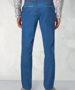 Alternative view of Tailored Fit Perry Blue Fine Twill Stretch Cotton Trousers