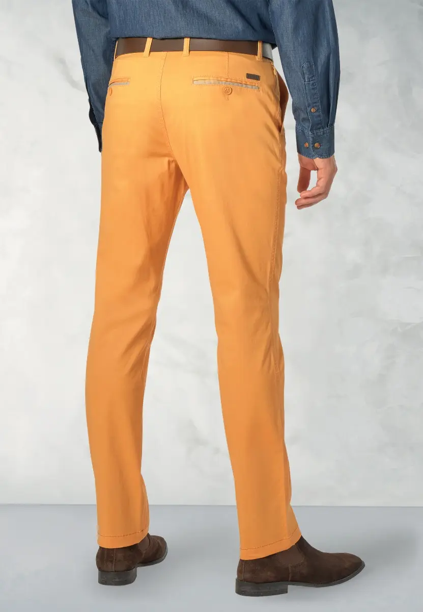 Regular Fit Perry Peach Fine Twill Stretch Cotton Trousers - Image 2