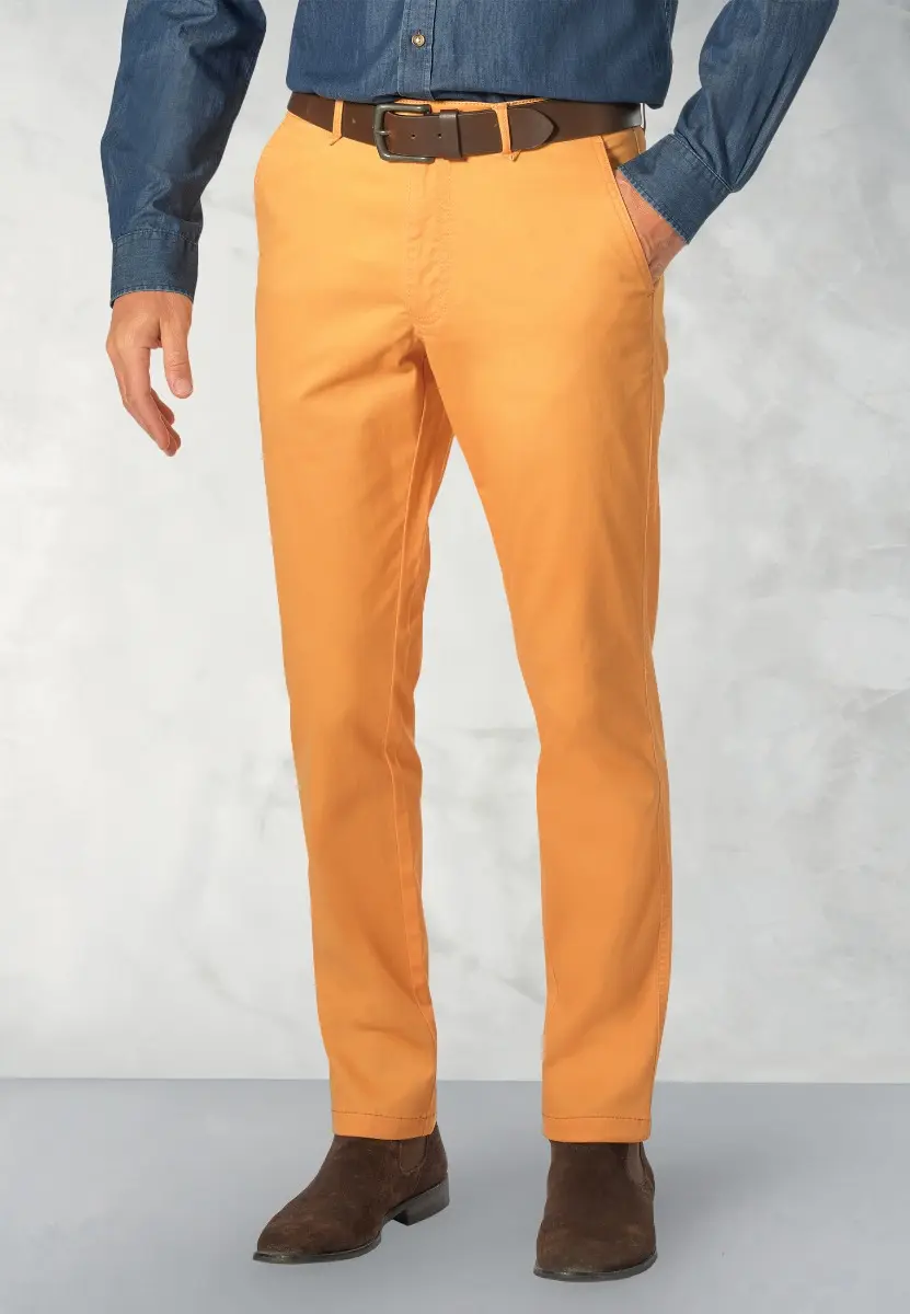 Regular Fit Perry Peach Fine Twill Stretch Cotton Trousers