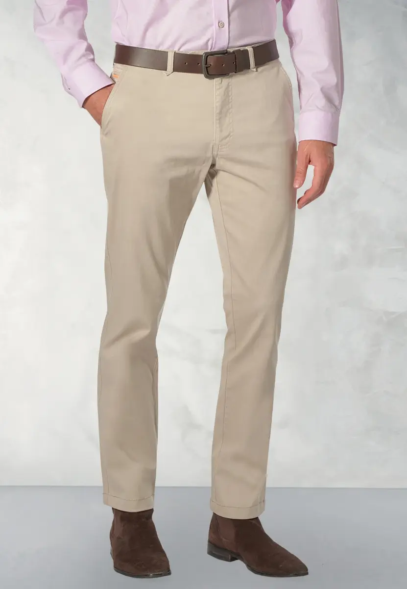 Regular Fit Perry Stone Fine Twill Stretch Cotton Trousers