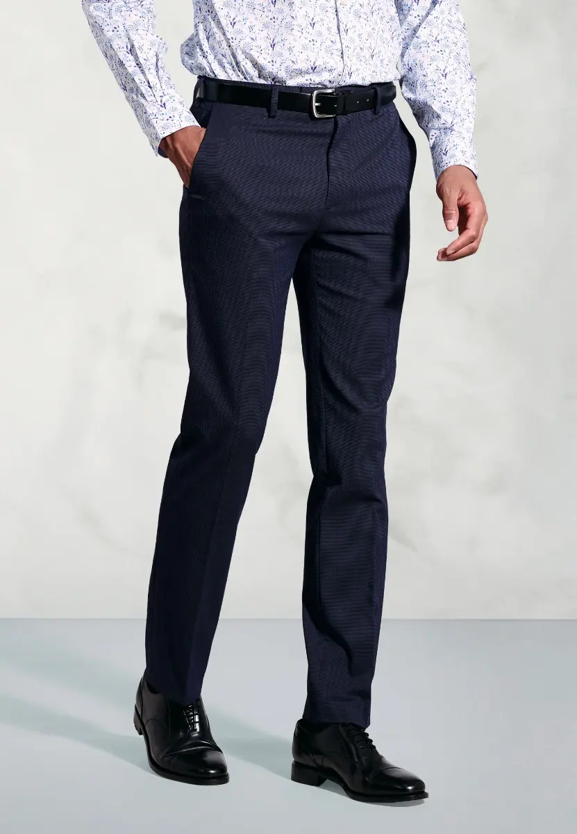 Tailored Fit Phoenix Navy Pin Dot Suit Trousers