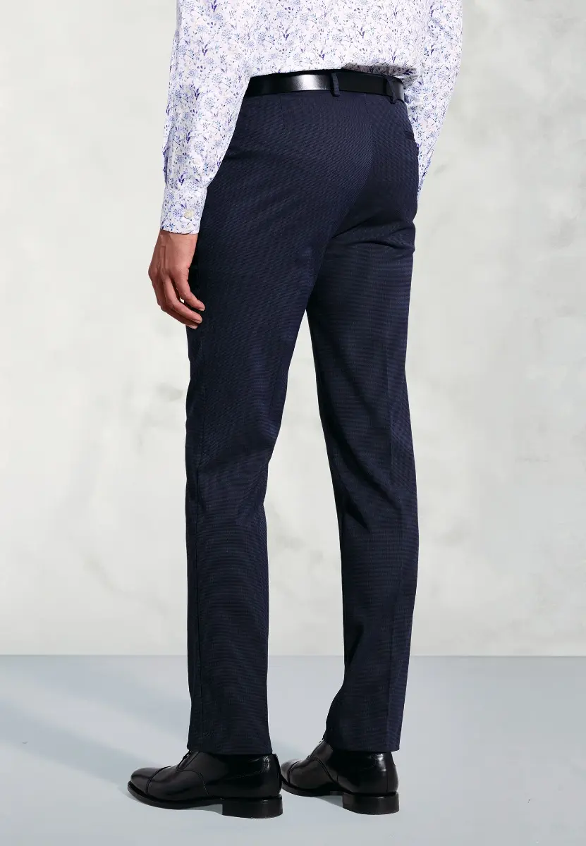 Tailored Fit Phoenix Navy Pin Dot Suit Trousers - Image 2