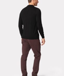 Alternative view of Plockton Black Merino Wool Long Sleeve Polo Shirt