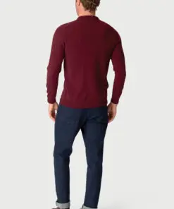 Alternative view of Plockton Wine Merino Wool Long Sleeve Polo Shirt