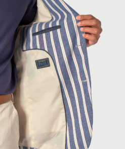 Alternative view of Regular Fit Rafter Blue Stripe Cotton Linen Jacket