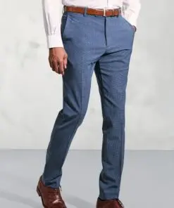 Tailored Fit Reeve Air Force Blue Microcheck Wool Rich Trouser