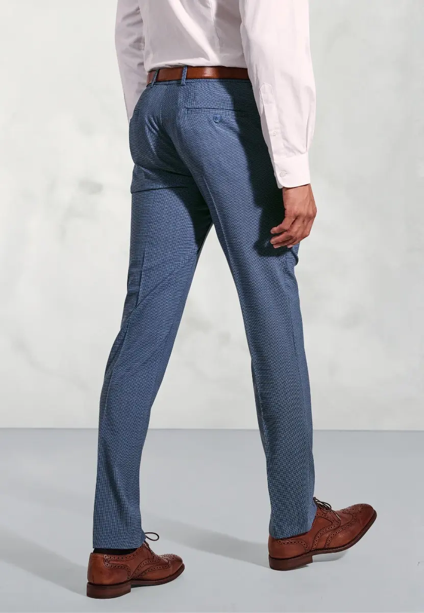 Tailored Fit Reeve Air Force Blue Microcheck Wool Rich Trouser - Image 2