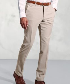 Tailored Fit Reeve Oatmeal Microcheck Wool Rich Trouser