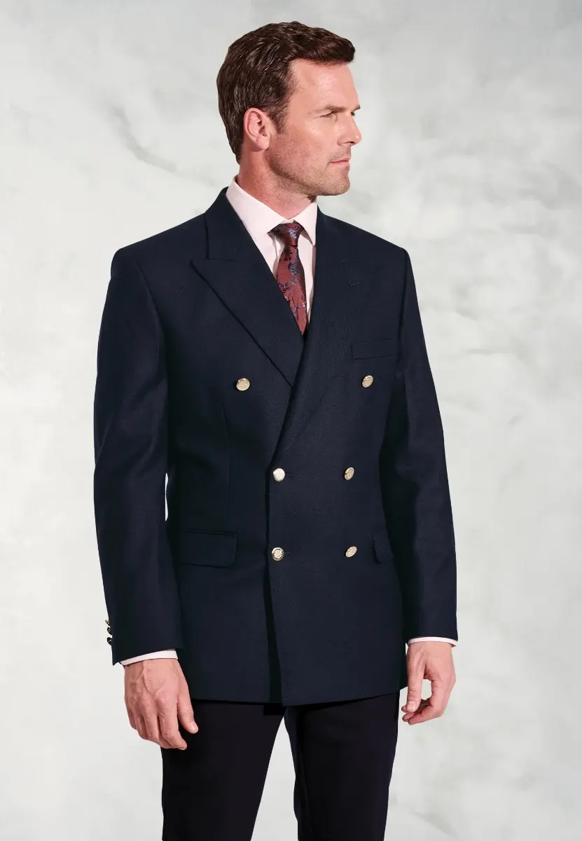 Regular Fit Reigate Navy Pure New Wool Double Breasted Blazer