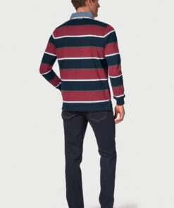 Alternative view of Ribble Wine, Navy, Forest and White Hoop Rugby Shirt