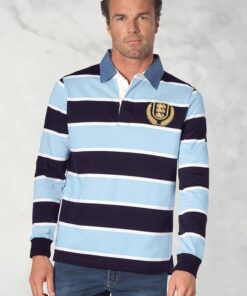 Richardson Sky Blue Pure Cotton Stripe Rugby Shirt