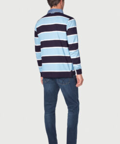 Alternative view of Richardson Sky Blue Pure Cotton Stripe Rugby Shirt