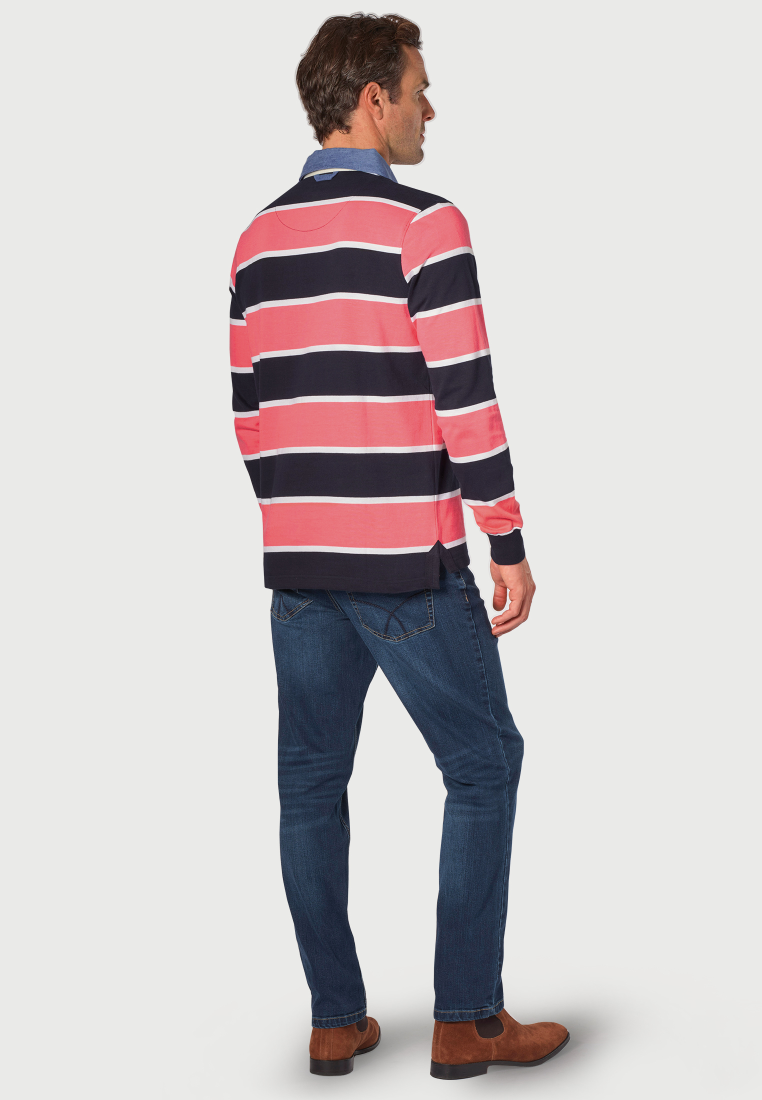 Richardson Coral Pure Cotton Stripe Rugby Shirt - Image 2
