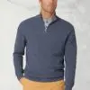 Ricky Denim Blue Pique Knit Zip Neck Jumper
