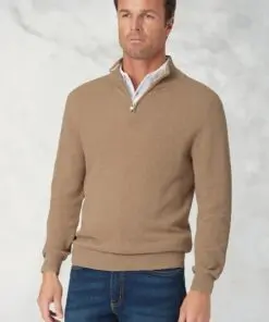Ricky Sand Pique Knit Zip Neck Jumper