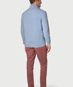 Alternative view of Ricky Sky Blue Pique Knit Zip Neck Jumper