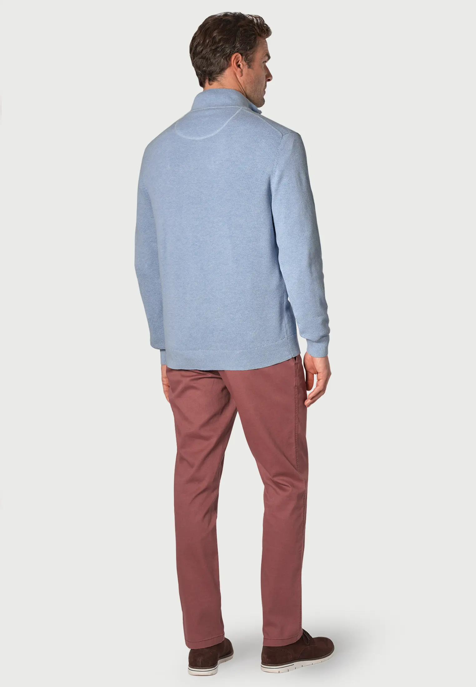 Ricky Sky Blue Pique Knit Zip Neck Jumper - Image 2