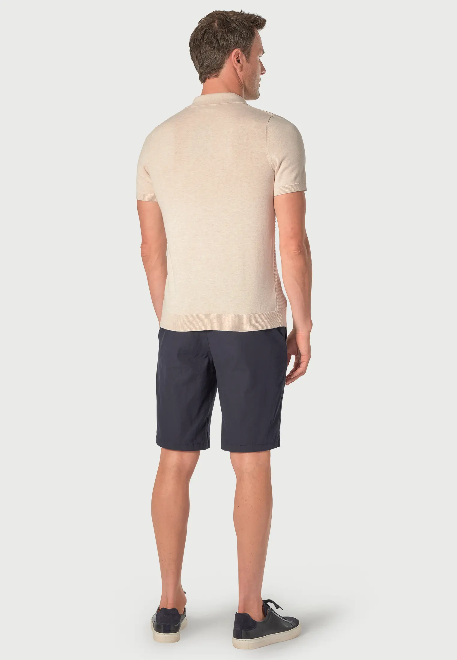 Riggs Pure Cotton Oatmeal Brick Knit Polo Shirt - Image 2