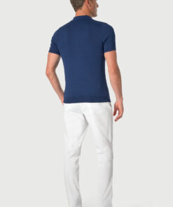 Alternative view of Riggs Pure Cotton Dark Blue Brick Knit Polo Shirt
