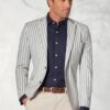 Tailored Fit Roope Blue Stripe Stretch Cotton Jacket
