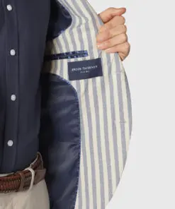 Alternative view of Tailored Fit Roope Blue Stripe Stretch Cotton Jacket