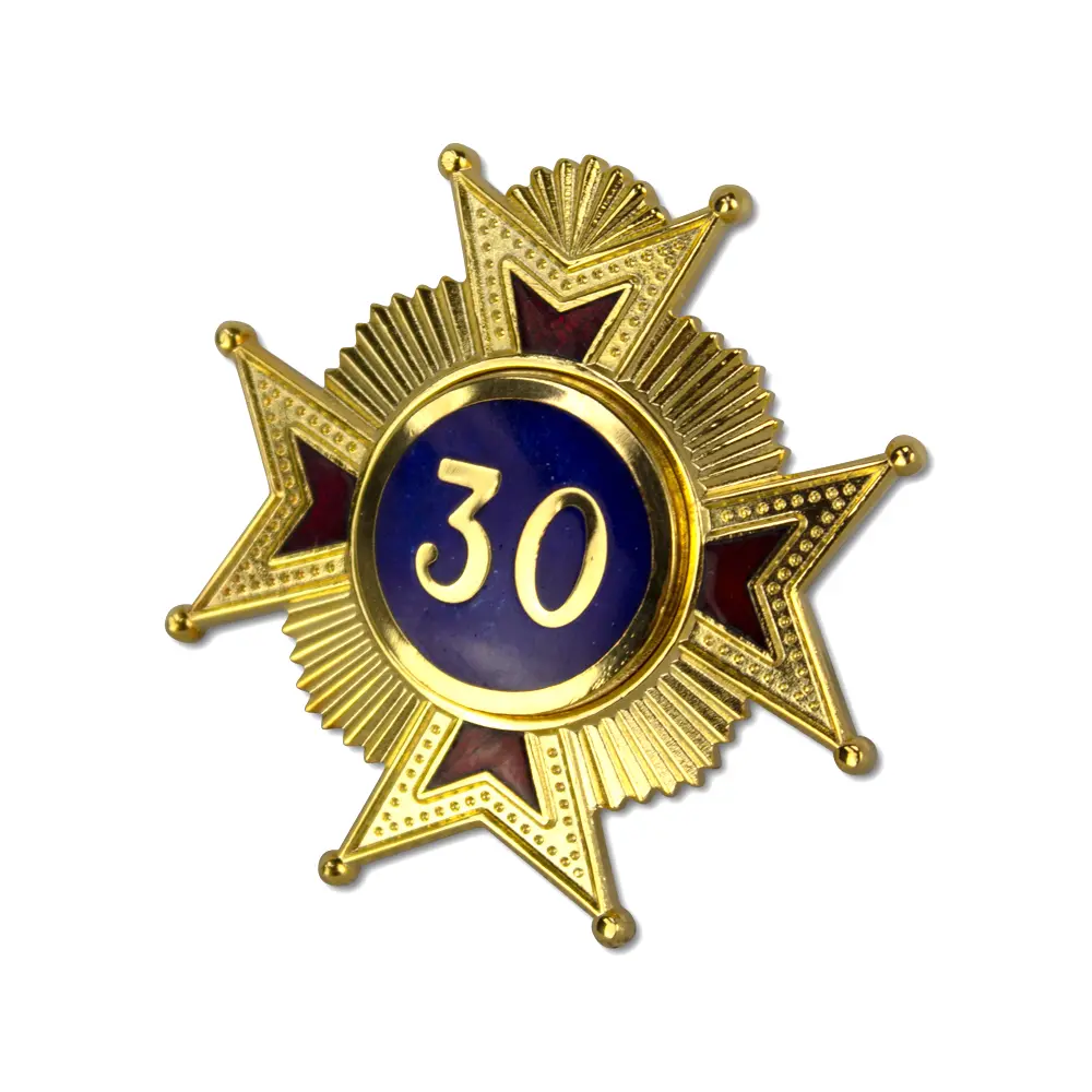 Rose Croix 30th Degree Star Jewel Metal Gilt & Enamel