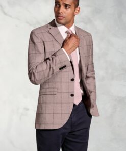 Tailored Fit Neeson Rose Windowpane Check Linen Blend jacket