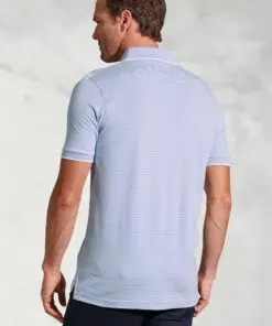 Alternative view of Ruffalo Sky Blue Fine Stripe Cotton Jersey Polo Shirt
