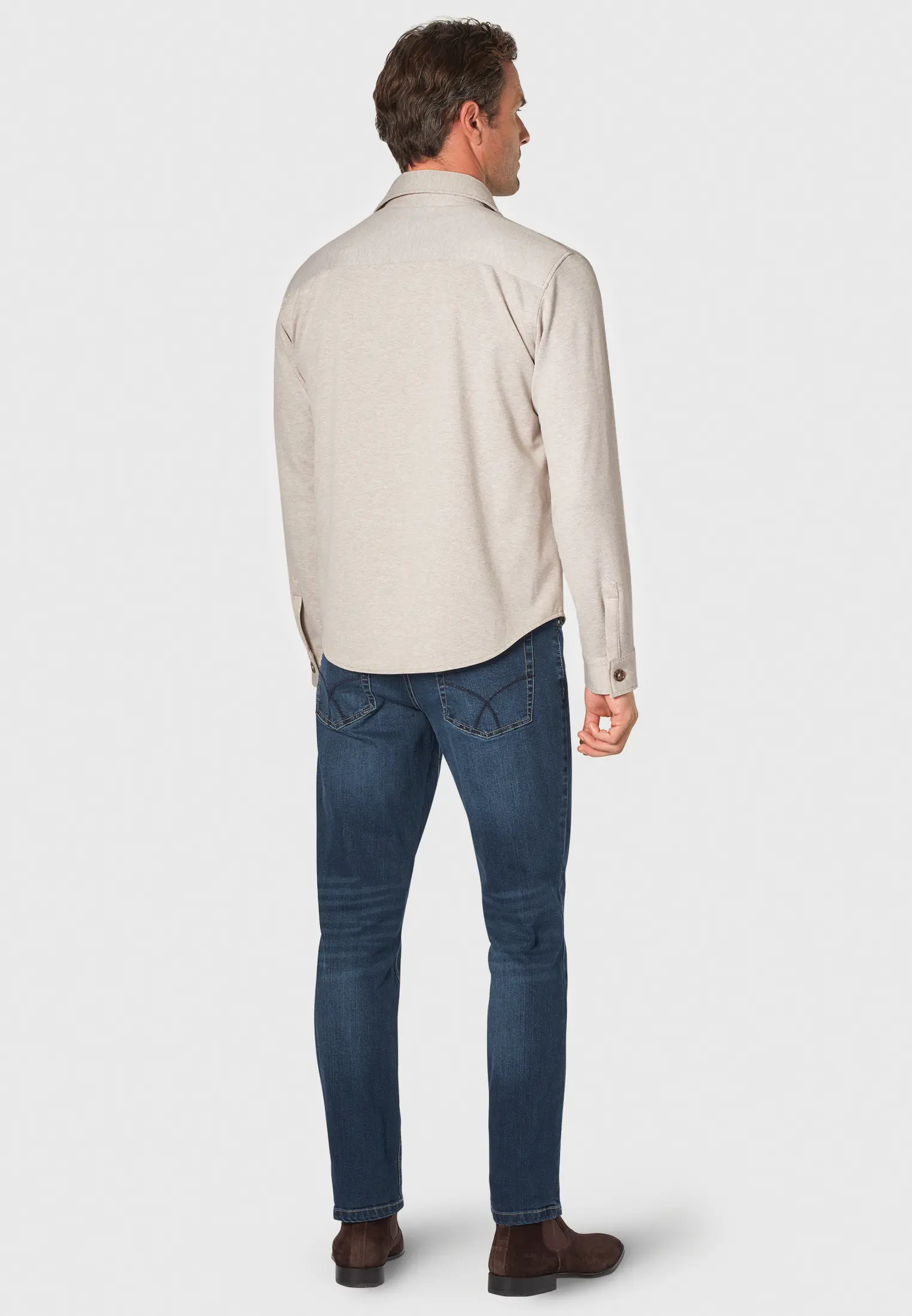 Russell Natural Patch Pocket Stretch Jersey Knit Overshirt - Image 2
