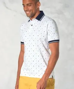 Safin Pure Cotton Jersey Bird Print Polo Shirt