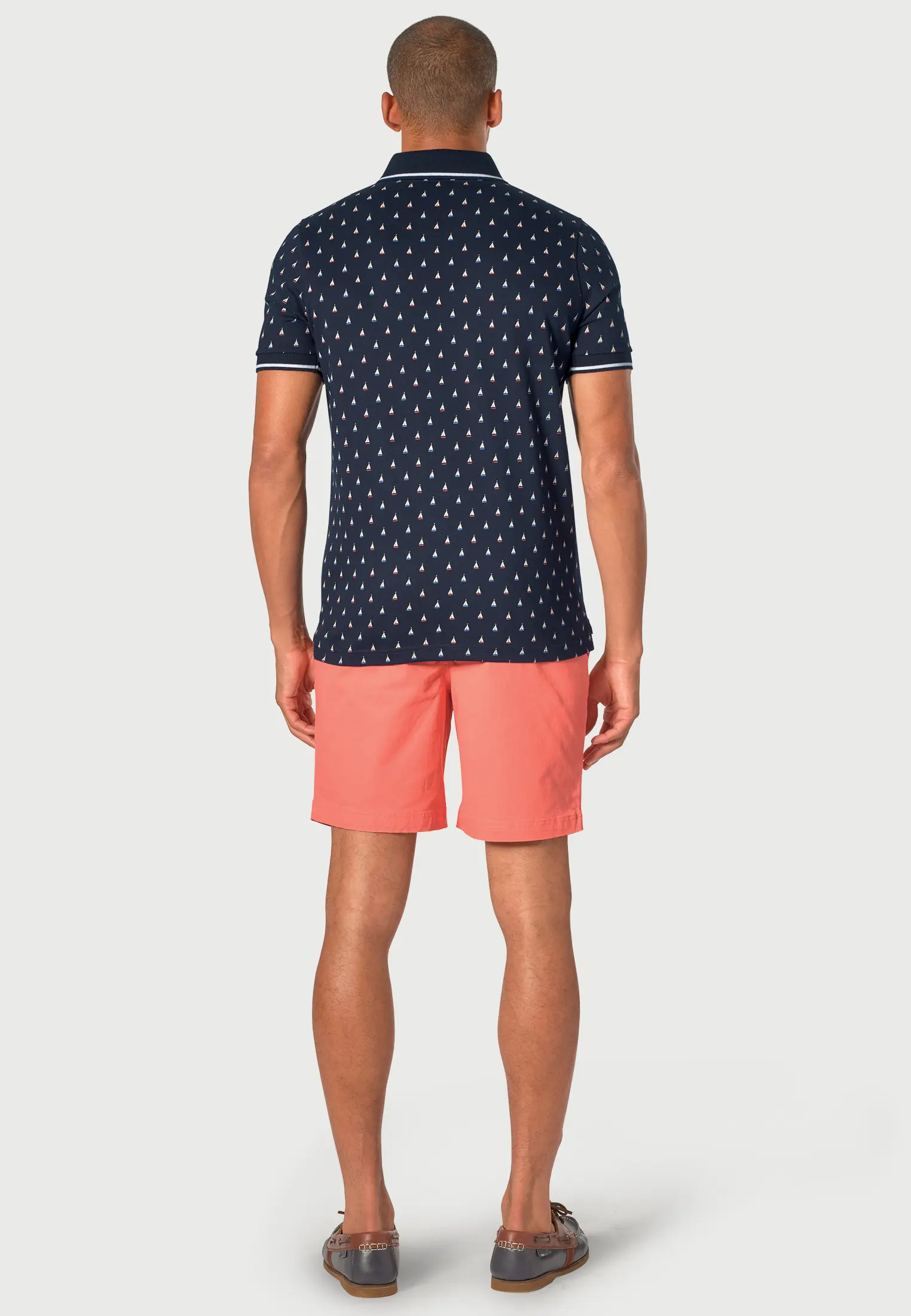 Safin Pure Cotton Jersey Sail Boat Print Polo Shirt - Image 2