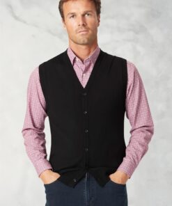 Salcombe Black Merino Wool Waistcoat