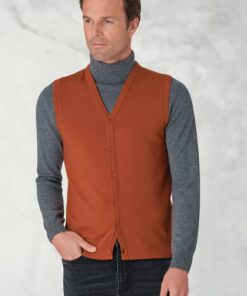 Salcombe Burnt Orange Merino Wool Waistcoat