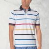 Sandham Pure Cotton White Stripe Pique Polo Shirt