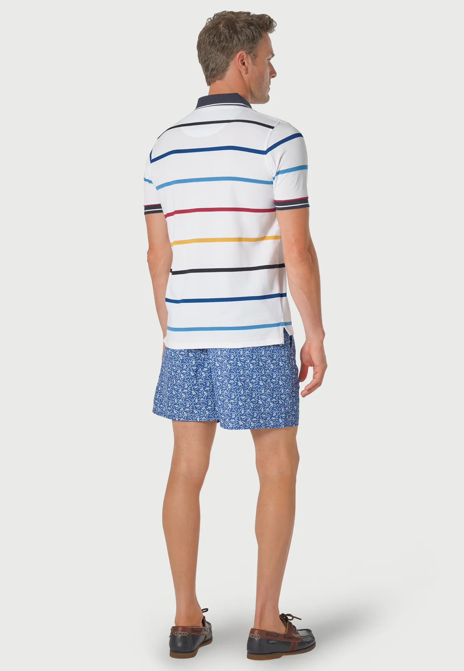 Sandham Pure Cotton White Stripe Pique Polo Shirt - Image 2