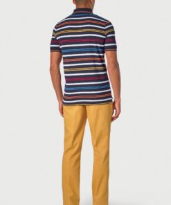 Alternative view of Sandham Pure Cotton Navy Stripe Pique Polo Shirt