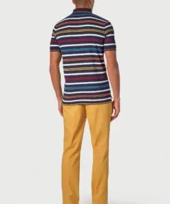 Alternative view of Sandham Pure Cotton Navy Stripe Pique Polo Shirt