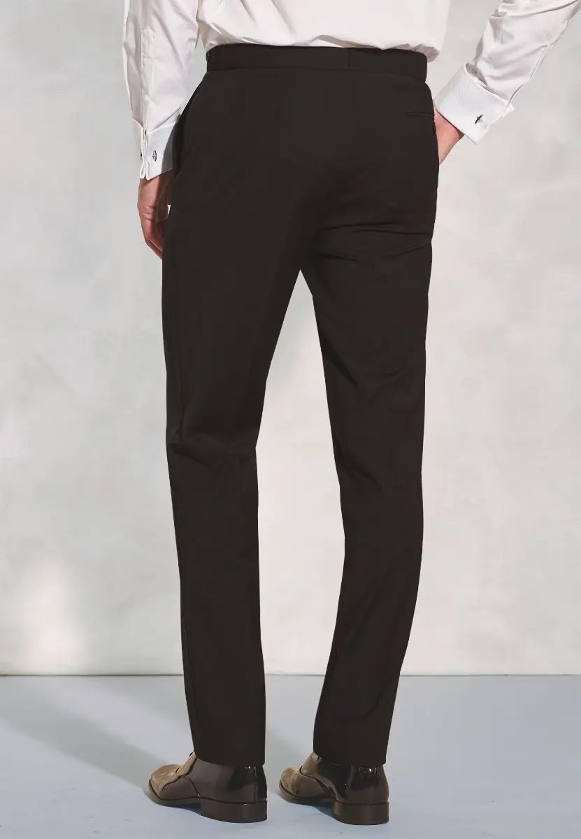 Tailored Fit Sapphire Black Wool Blend Dinner Suit Trousers - Image 2
