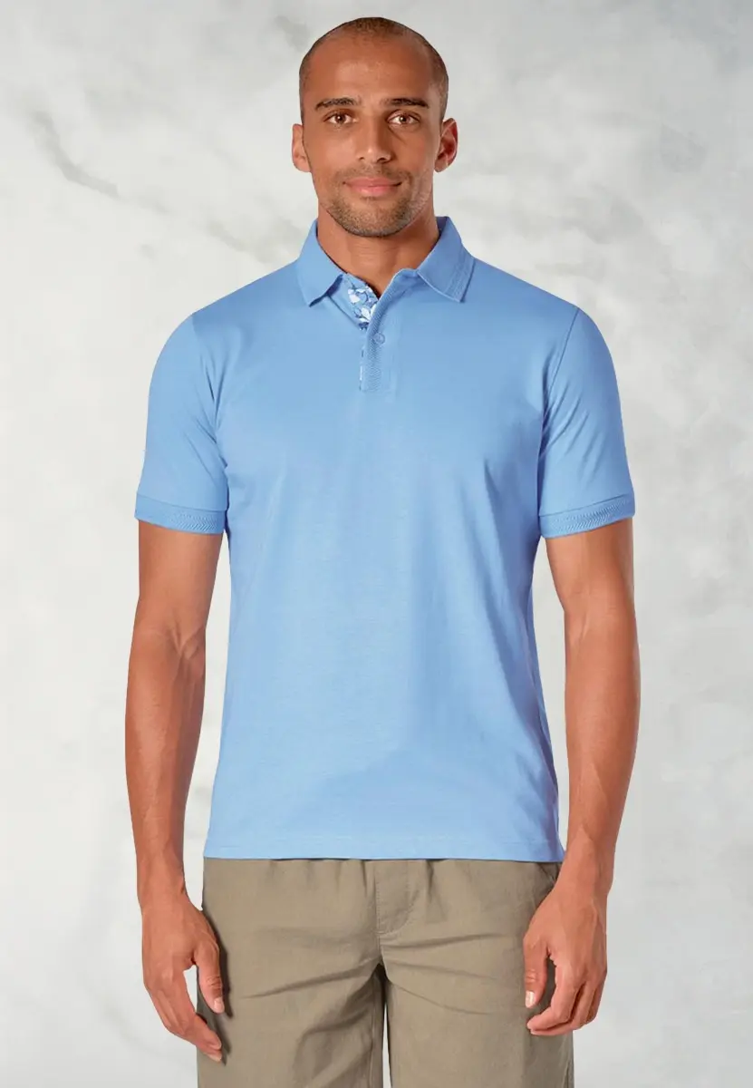 Seppi Pure Cotton Jersey Sky Blue Polo Shirt
