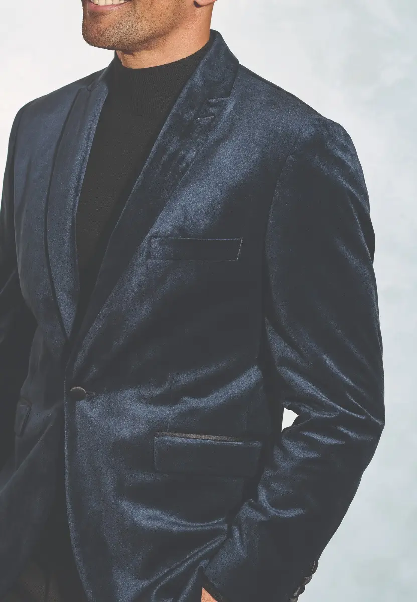 Tailored Fit Severn Midnight Velvet Evening Jacket - Image 2