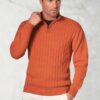 Sharpe Apricot Cotton Cable Knit Zip Neck Jumper