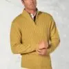 Sharpe Lemon Cotton Cable Knit Zip Neck Jumper