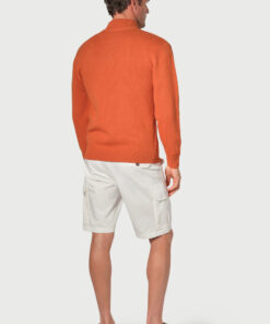 Alternative view of Sharpe Apricot Cotton Cable Knit Zip Neck Jumper
